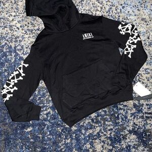 Amiri Black youth Hoodie with White Sleeve Design